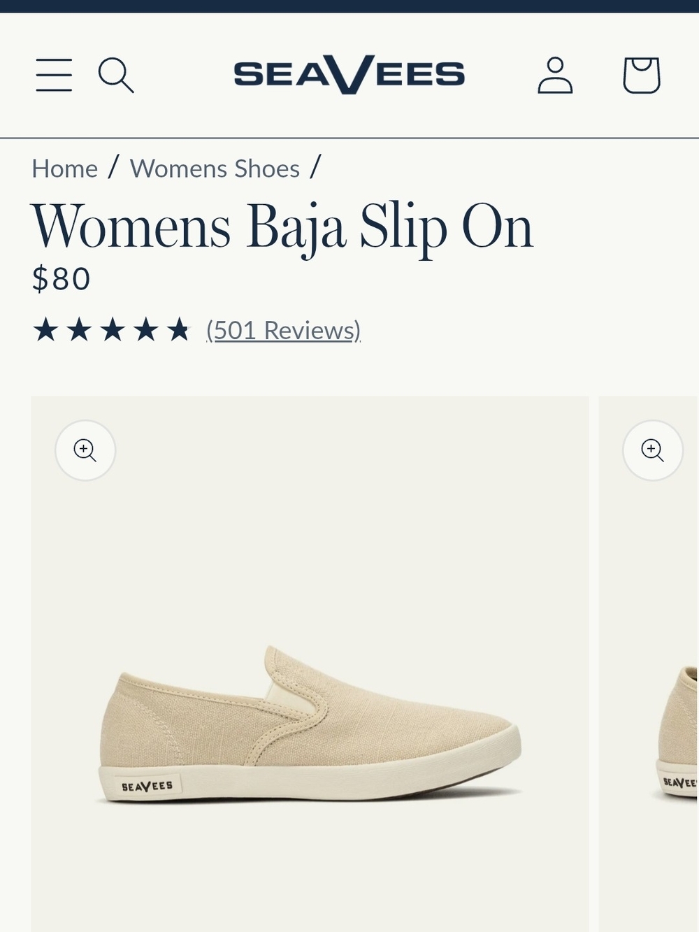 SeaVees Womens Baja Slip-On in Natural Beige